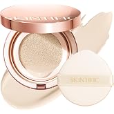 SKINTIFIC Full Coverage Cushion Foundation #00N Natural Porcelain | Weightless, Satin Glow Finish, Oil-Control Waterproof, Sweatproof Flawless BB Cream CC Korean Makeup,Tattoo Cover Up