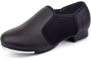 ARCLIBER Slip On Tap Shoes for Girls and Boys PU Leather Tap Dance Shoes for Toddler/Little Kid/Big Kid