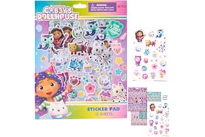 INNOVATIVE DESIGNS Gabby's Dollhouse Sticker Book Set, 12 Sheets with 1000+ Puffy Stickers Gabby, Mericat, Cakey, Pandy Paws