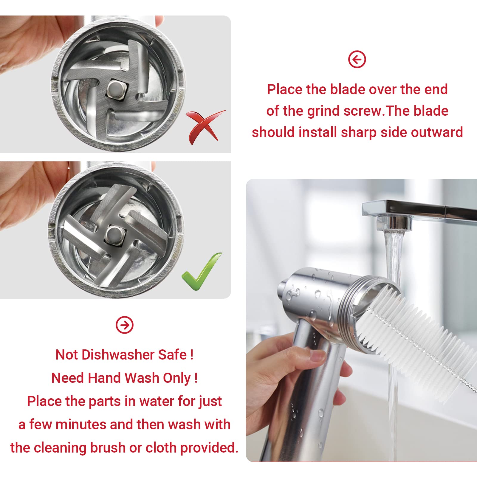 Metal Food Grinder Attachment for KitchenAid Stand Mixers, Meat Grinder for Kitchen Aid Included 3 Sausage Stuffer Tubes, 4 Grinding Plates, 2 Grinding Blades, Kubbe Meat Processor Accessories
