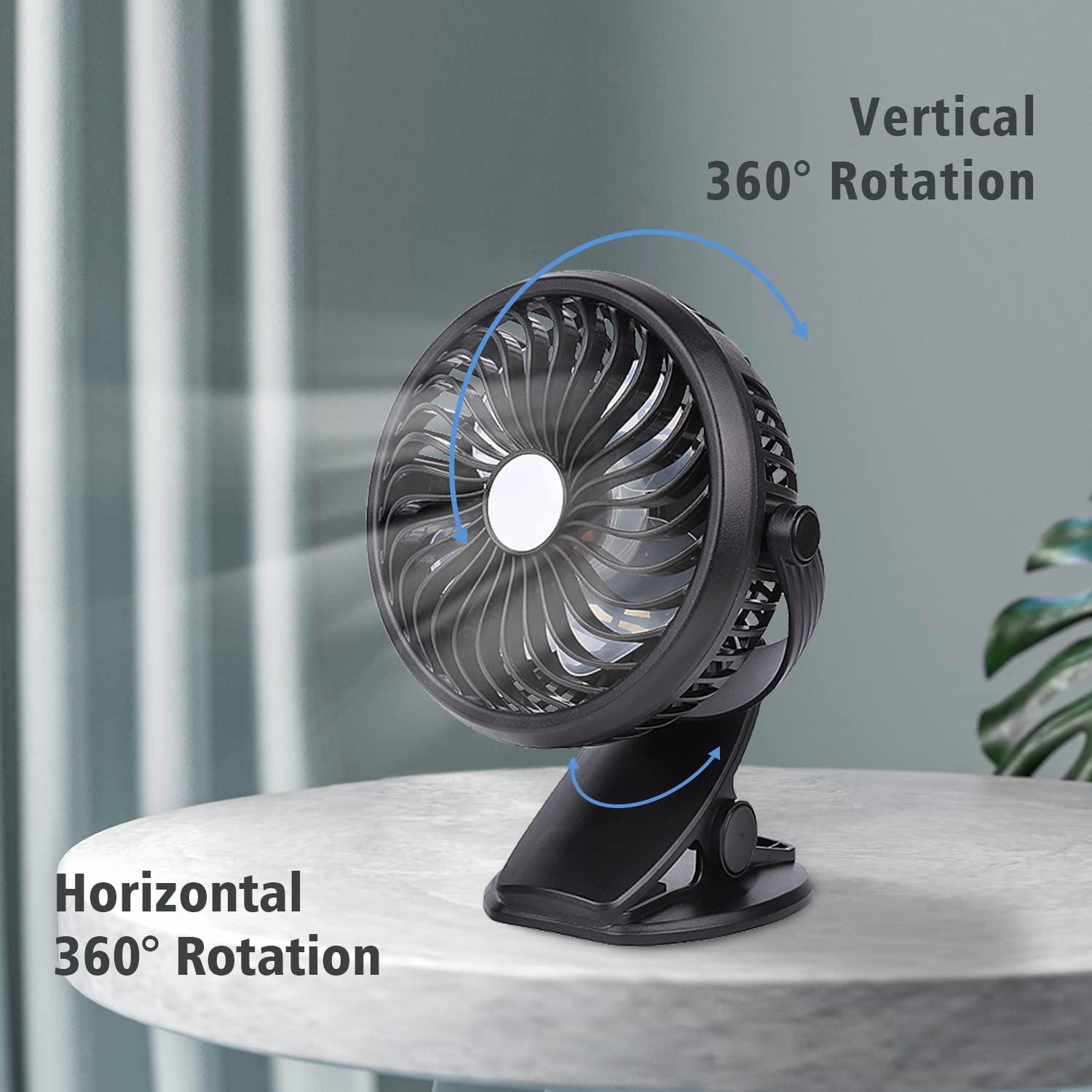 SkyGenius Clip On Camping Fan with LED Lights, 2600 mAh Rechargeable Battery/USB Operated Mini Fan with Hook Portable for Stroller Home Ofiice Outdoors Travel Camping Hiking