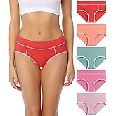 wirarpa Women's Cotton Underwear Soft Mid Waisted Briefs Ladies Panties 5 Pack
