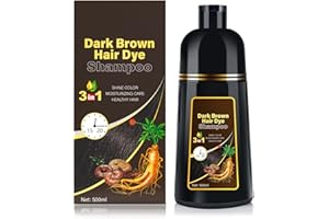 KINGMING Dark Brown 3 in 1 Hair Dye Shampoo for Gray Coverage, Herbal Ingredients for Men and Women, 500ml (Dark Brown)