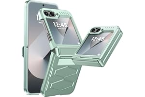 Vizvera for Samsung Galaxy Z Flip 6 Case with Hinge Protection, Flip z 6 Case Built-in Screen Protector Shockproof All-Inclusive Rugged Phone Cover Wireless Charging for Z Flip 6 5G (2024)-Mint Green