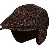 Epoch hats company Wool Blend Herringbone Winter Ivy Cabbie Hat w/Fleece Earflaps – Driving Hat
