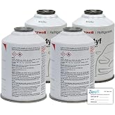 ZeroR&reg; Genuine R1234YF Refrigerant Can for Automotive AC Systems - HFO-R1234YF, SSV Can with Reverse-Thread Design, Included Service Sticker - Compatible with R1234YF Systems - 8 Oz, 4 Can