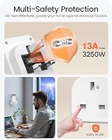 LENCENT 3 Way Plug Extension Socket with 3 USB Ports 13A 3250W UK view 6