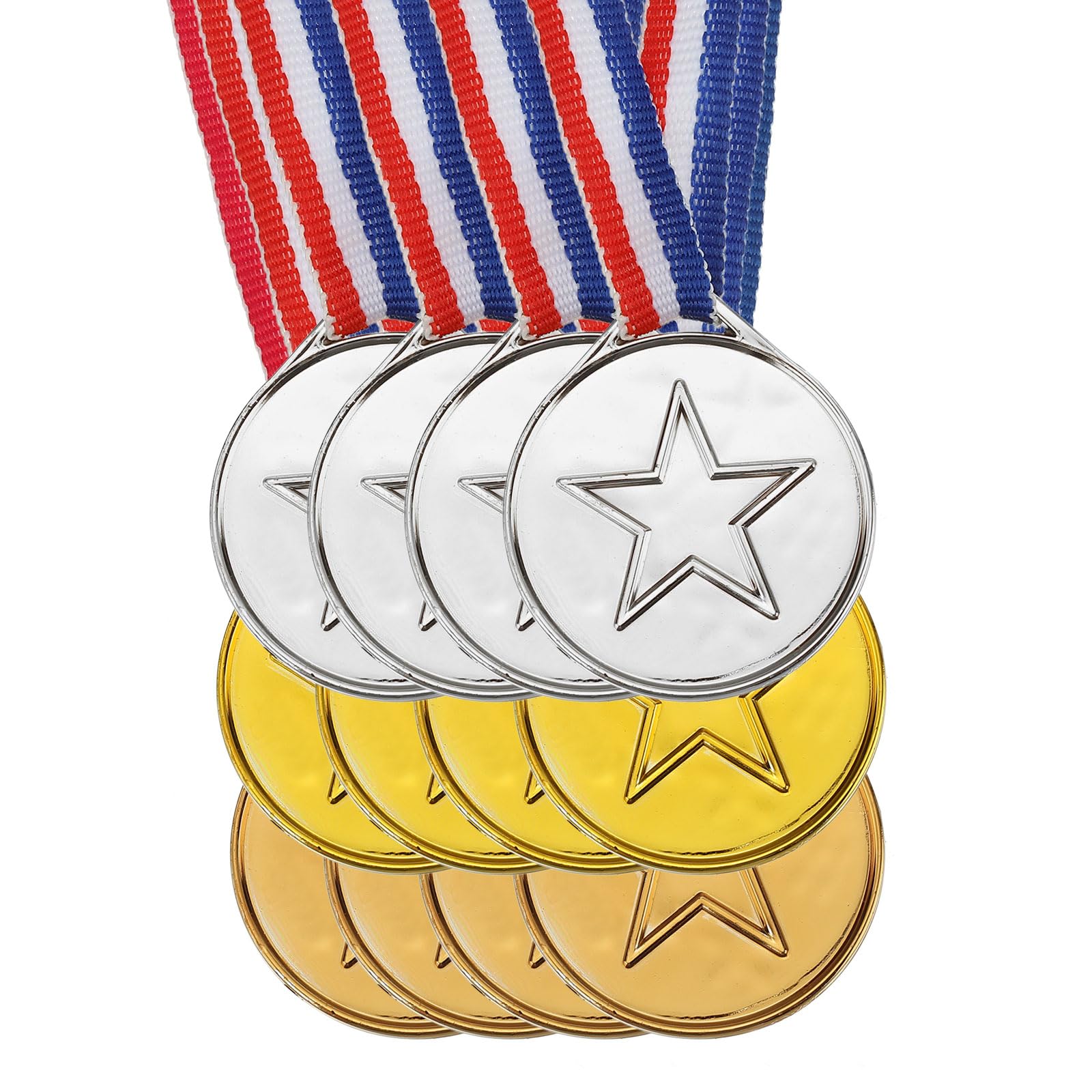 PATIKIL 1.5" Mini Gold Silver Bronze Award Medals, 12 Pack Plastic Winner Medals 1st/2nd/3rd Place Prizes with Ribbon for Games Sports Competitions Party