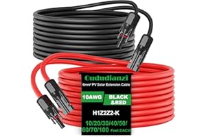 Oududianzi 10AWG Solar Panel Extension Cable 40Ft, Solar Extension Cable 40Ft, Solar Panel Cable, 10AWG Solar Wire, Solar Panel Wires and Connectors for Home RV Boat Solar Photovoltaic Systems