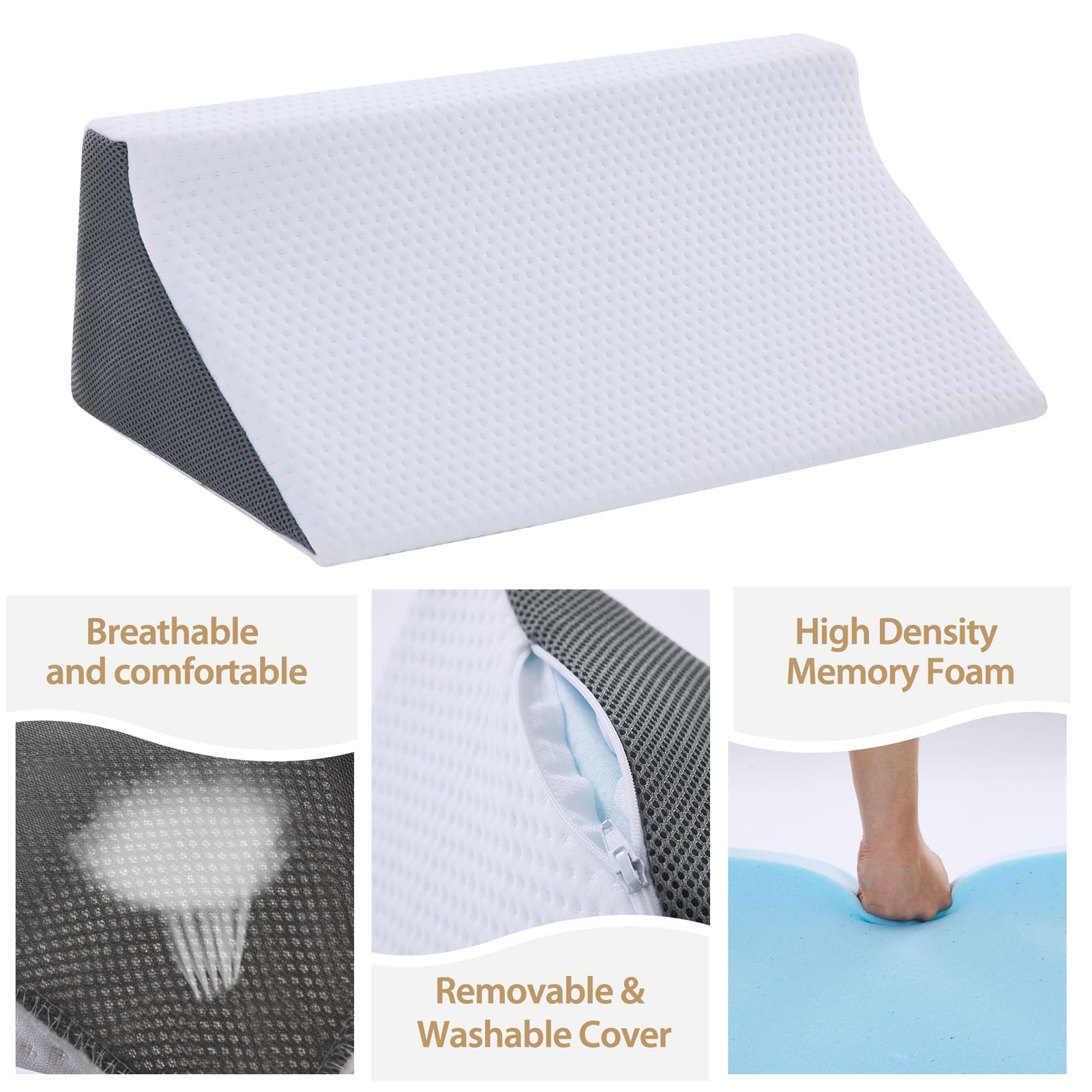 Wedge Pillow for Sleeping, Side Sleeper Body Back Positioners for Back Pain, Preventing Bedsores, After Surgery, Pregnancy Support, Ankle Support, Bed Wedge Pillow for Side Sleepers