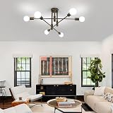 Comely Vintage Sputnik Chandelier 6 Light Bronze E27 Ceiling Lamp Semi Flush view 9