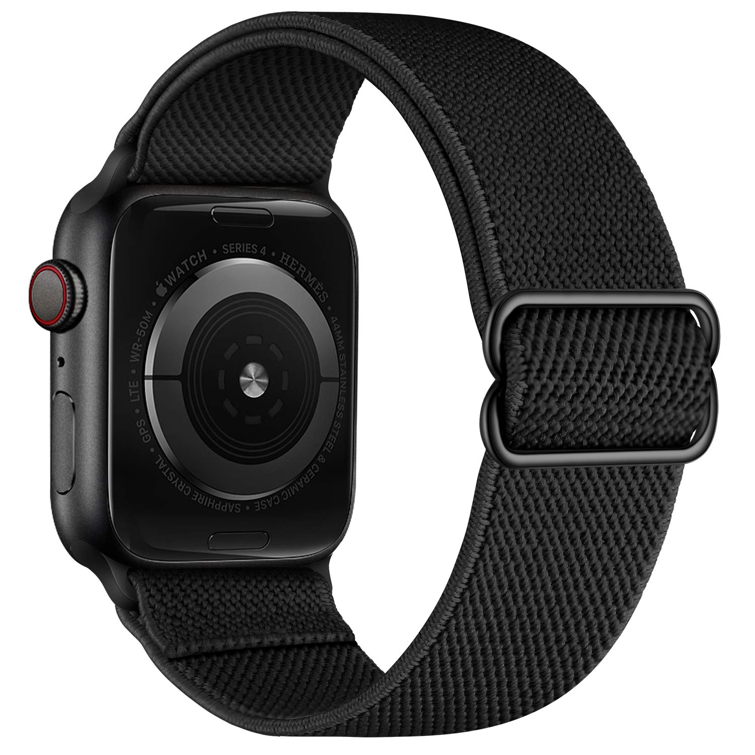 OXWALLEN XL Stretch Solo Loop Band Compatible with Apple Watch Series 11/10/9/8/7/6/5/4 SE Ultra 3/2/1 49mm 46mm 45mm 44mm, Adjustable Elastic Nylon Braided Sport Strap for iWatch Women Men, Black