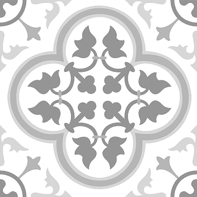 FloorPops FP2953 Remy Peel & Stick Floor Tiles Grey Gothic Style 12" x 12" 10pk
