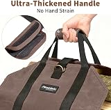 AMAGABELI Firewood Log Carrier Bag Waxed Canvas Large 99x46cm Heavy Duty Dark view 4