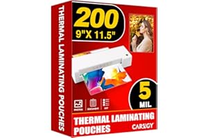 CAREGY 5 Mil Thermal Laminating Pouches (200 Pack) - 9x11.5 Inch Laminating Sheets for 8.5x11 Documents, Clear,Office & School Laminator Supplies