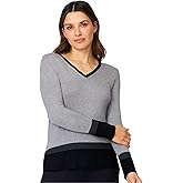 Cable & Gauge Women’s Colorblock V-Neck Rib Tunic Sweater