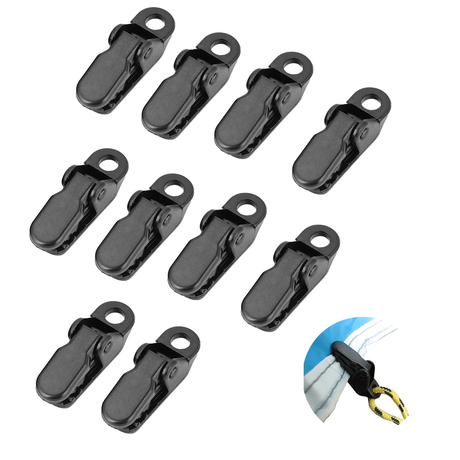 10Pcs Tarp Clips, 33x10x13mm/1.29x0.39x0.51inch Camping Awning Canopy Clamp Kit Tarp Lock Grip Snap Hangers Tighten Tool Tent Fastener Clips Holder, Pool Awning Cover Clip, Car Cover Clamp