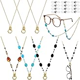 Geyoga 6 Pcs 2-in-1 Eyeglass Chains Glasses Chain Holder Lanyard for Women Beaded Glasses Strap Around Neck Sunglasses Cords