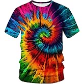 RASBCTK Tie Dye Shirts for Men Women, Short Sleeve Mens Tie Dye Shirt, Rainbow Tie Dye T-Shirts Tee
