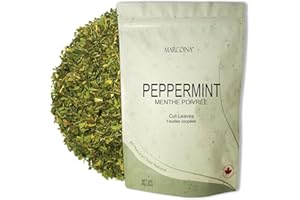 Pure Peppermint Leaves Herbal Tea by Marcoina - Cut Loose Leaves, 56g in Resealable Bag, Caffeine-Free Tea from USA - Perfect