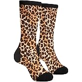 Yrassio Leopard Print Novelty Crew Socks Casual Crazy Funny Dress Socks For Women Men Teens Gift