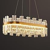 39.3''Gold Modern LED Crystal Chandelier- Contemporary Chandelier Light Fixture,Luxury Adjustable Height Chandeliers,3 Colors
