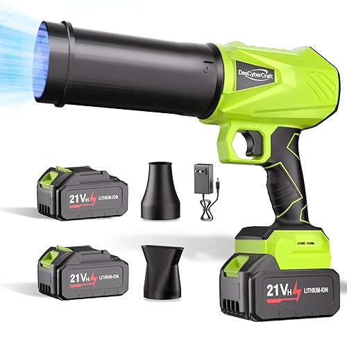 DescyberCraft Leaf Blower Cordless with Battery and Charger, 21V Portable Handheld Electric Leaf Blower, Extended Nozzle Design, Adjustable Speed Blower for Patio Cleaning