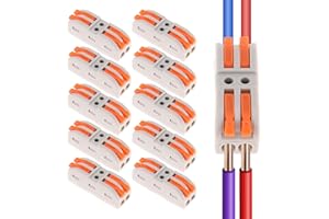 DIANN 10pcs Lever Wire Connectors 2 Circuit Inline Splices Electrical Wire Connector SPL-2 Lever Nuts Wire Connectors 28-12 AWG Quick Connect Splice Wire Connectors