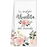 OINDADE Abuelita Gifts Kitchen Towels, Gifts for Abuelita Hand Towels, Spanish Grandma Gifts from Grandkids, La Mejor Abuelita Del Mundo Dish Tea Towels for Kitchen, Grandma Spanish Decor, 16x24In