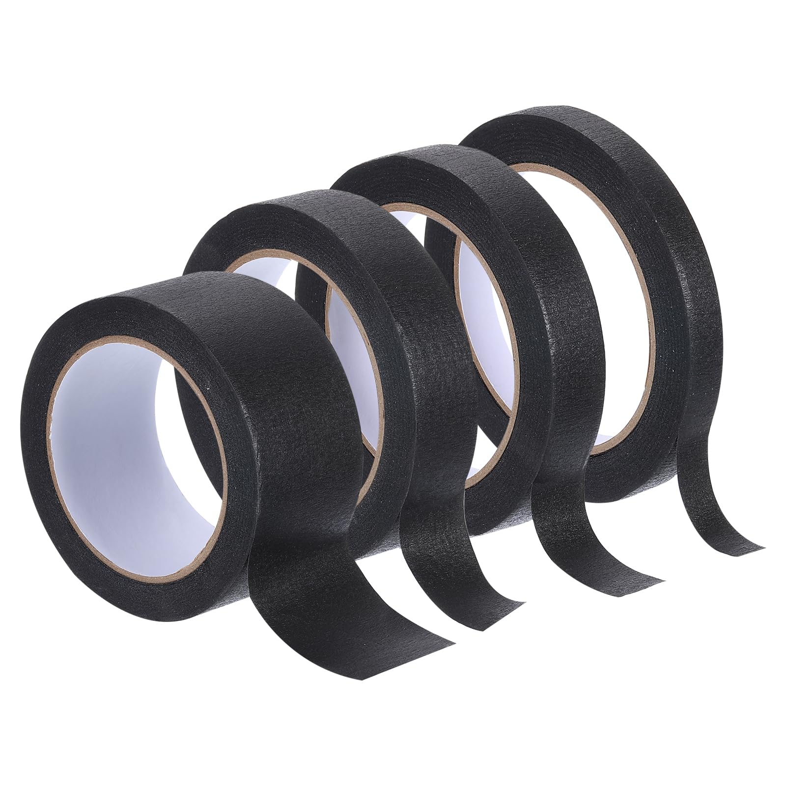 Rebower Masking Tape Black Painters Tape Paper Tape [for Crafts DIY Walls Painting Packing Automotive Home Decoration Teaching]-33 Yards(4 Size)/4 Rolls