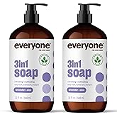 Everyone 3-in-1 Soap, Body Wash, Bubble Bath, Shampoo, 32 Ounce (Pack of 2), Lavender and Aloe, made with Essential Oils for Men and Women