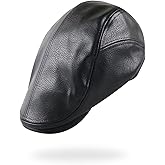 Mens Ivy Cap PU Leather Newsboy Hat Adjustable Beret Caps Classic Golf Flat Cap Gatsby Driving Fishing Hat