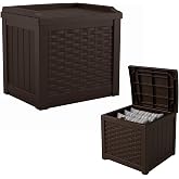Suncast Outdoor Deck Box - 22 Gallon Java Resin Outdoor Storage Box, Weatherproof Patio Storage Bin Container for Seating &amp; Organizing Cushions, Tools &amp; Towels for Pool, Yard, &amp; Garden