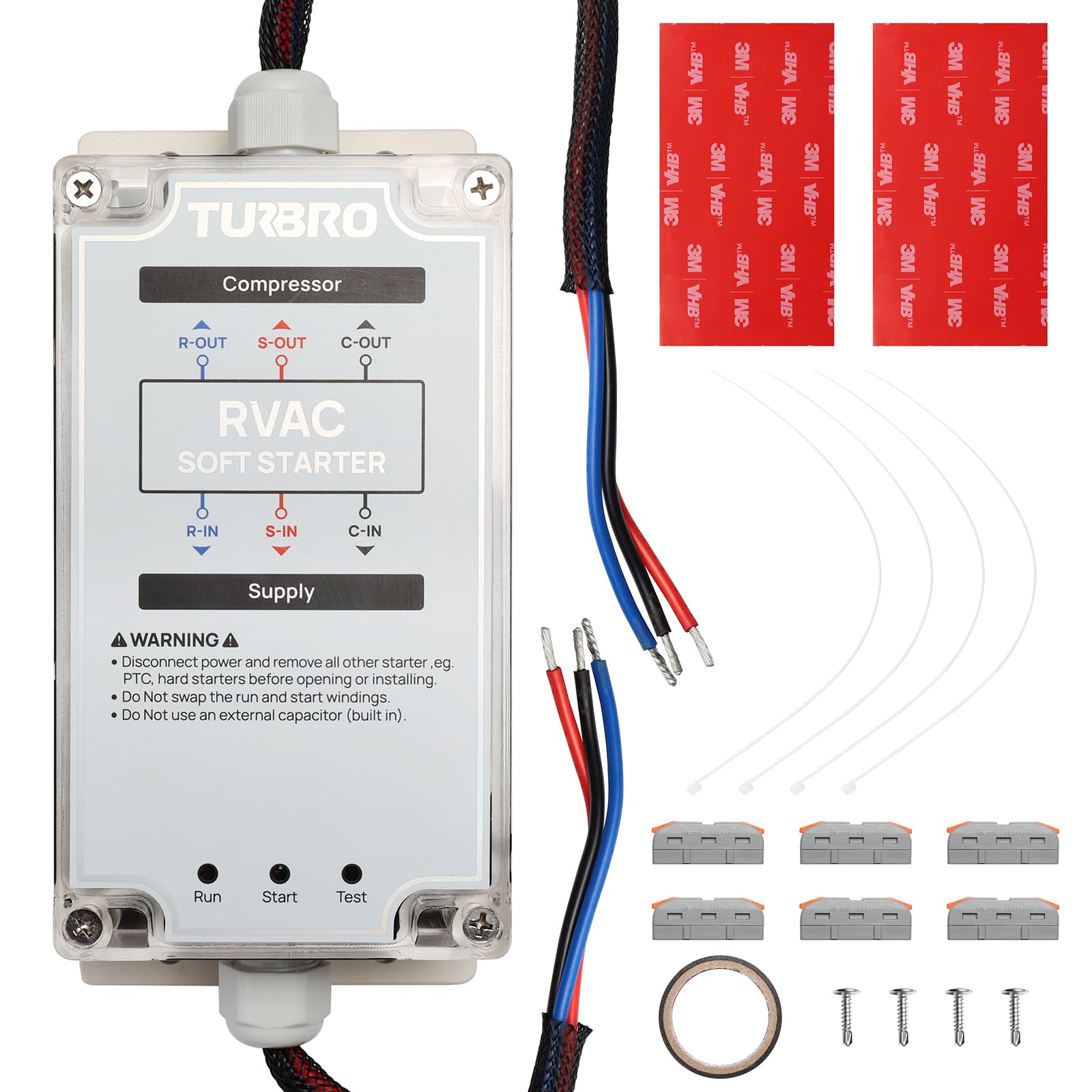 Photo 1 of TURBRO RV AC Soft Start Kit for Smooth Startup Under Low-Power Condition, 6-Wire Installation, Protects Compressor and Other Appliances in Vehicles, 3 Indicator Lights, AC 100-240 V/60 Hz, S15 Plus