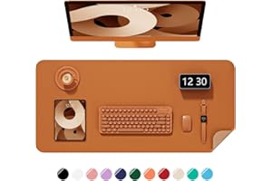 Niniubye Desk Pad, 30" x 14" PU Leather Non-Slip Desk Mat Large Mouse Pad for Desktop, Waterproof Laptop Computer Writing Mat