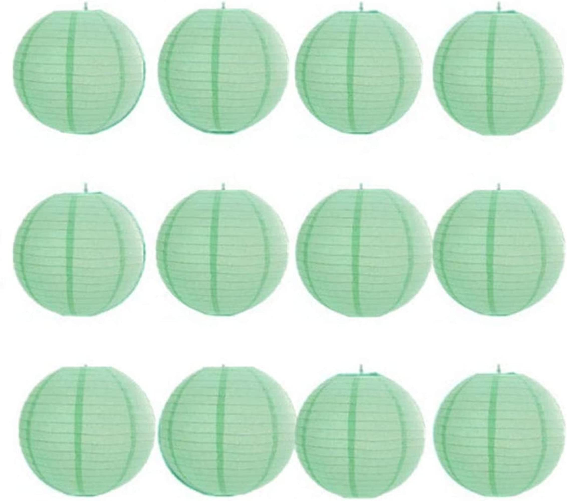 A Liittle Tree 12 PCs Round Paper Lanterns Wedding Party Christmas New Year (Mint, 8")