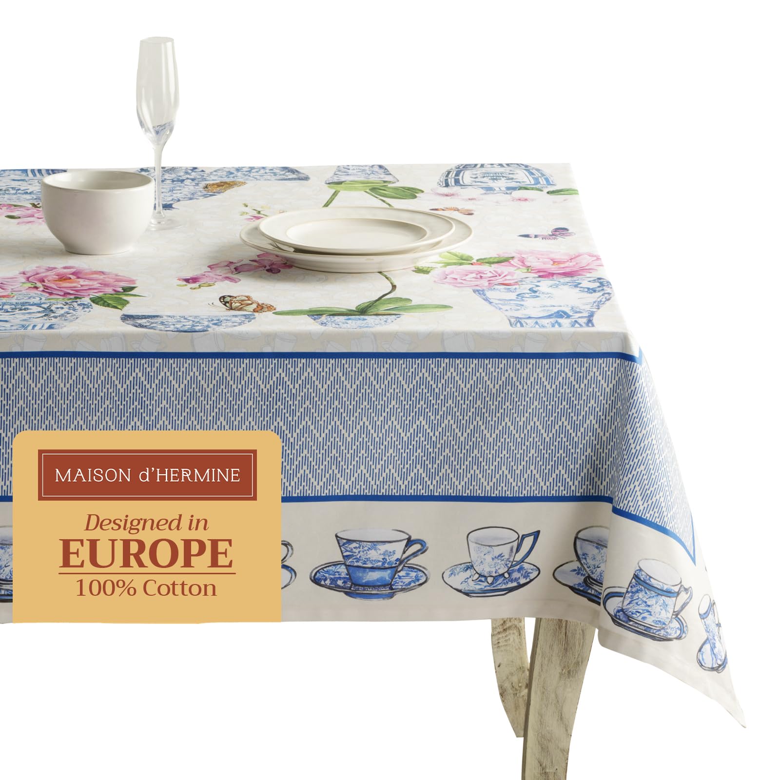 Maison d' Hermine Canton 100% Cotton Tablecloth for Kitchen | Dinner | Table | Party Decoration | Weddings | Spring/Summer (Rectangle, 140 cm x 180 cm) — image 1