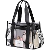 UEOE Clear Bag for Stadium Events,Large Clear Tote Bag with Outer and Inner Zip Bag for Sport Events, Concerts, Work, Beach