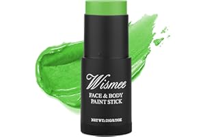 Wismee Light Green Face Paint Stick,Hunting Camo Body Paint Stick Cream Gamora Witch Face Paint,Grease Foundation Makeup,Grease Waterproof Green Eye Black for Sports,Halloween SFX Cosplay Makeup