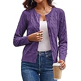 GRACE KARIN Womens Long Sleeve Button Up Cable Knit Cardigan Lightweight 2026 Crewneck Button Down Sweaters for Women