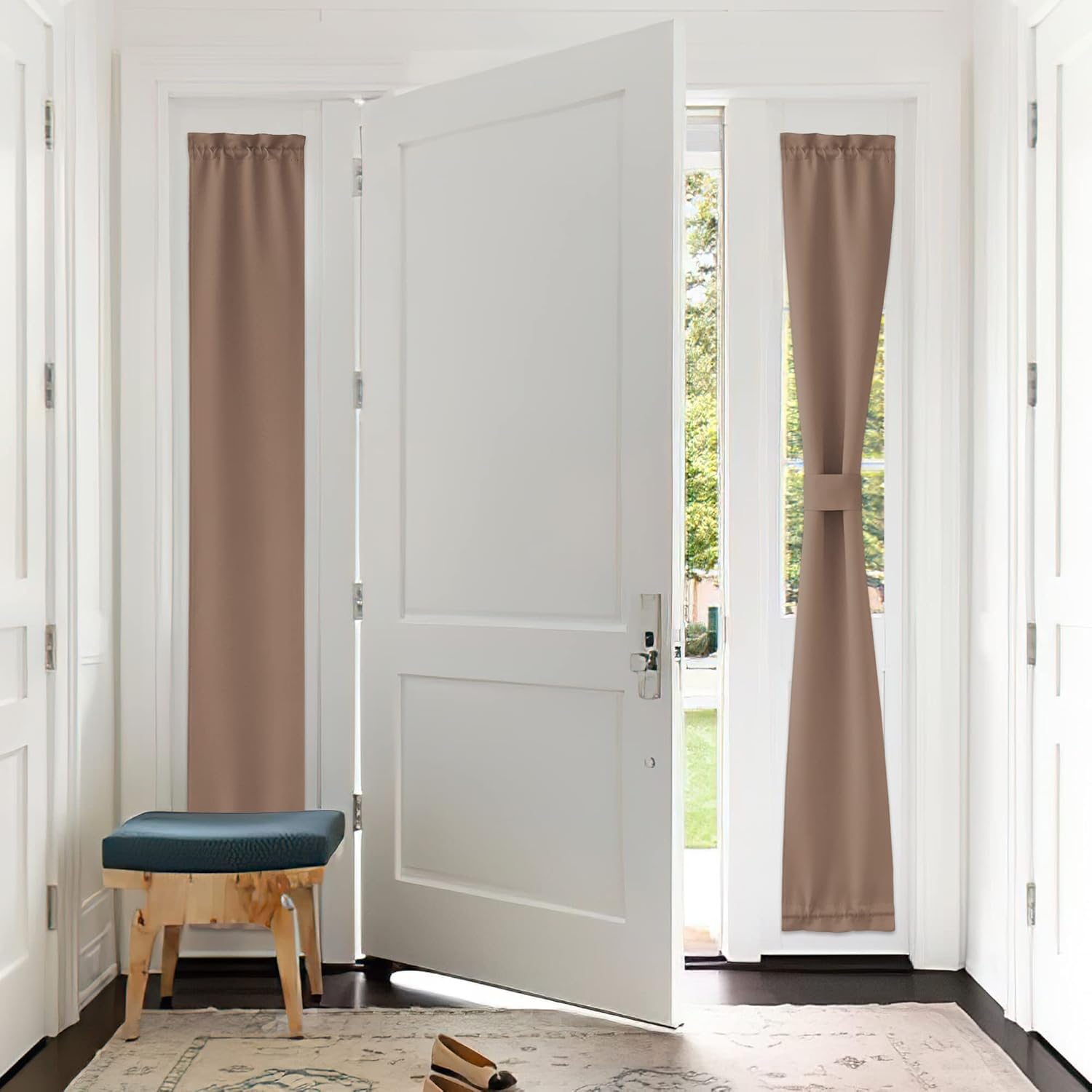 Outdoor Curtains - PONY DANCE Room Darkening Shades for Entry Door Side - Privacy Door Window Curtains Thermal Insulate Covering for Patio Door Glass Door Front Door, 12 W x 72 L, Coffee Brown, 1 Panel