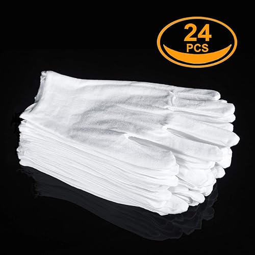 12 Pairs White Cotton Gloves for Serving Inspection Costume
