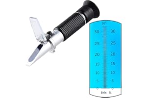 HALLOCOOL Brix Refractometer 0-32% Brix Meter for Testing Sugar Content in Fruit, Portable Brix Tester Refractometer for Making Maple Syrup, Juice, Beverage