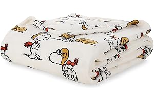 Berkshire Blanket Peanuts® VelvetLoft® Cute Character Snoopy Plush Blanket,Peanuts Red Baron,Twin 60 in x 90 in (Official Peanuts® Product)