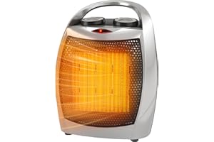 Garvee Portable Electric Space Heater - 1500W/750W Thermostat, 2-in-1 Fast Heating Ceramic Desk Heater & Fan, Safe Quiet <45 dB for Office, Room, Under Desk Use, Tip-Over Overheat Protection (Silver)