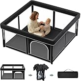 Foldable Baby Playpen, 48"&times;48" Play Yard for Toddlers, Portable &amp; Collapsible Playpen with Gate, ASTM &amp; CPSC Certified, Skin-Friendly &amp; Mesh, Ideal for Indoor &amp; Outdoor Use with Bag