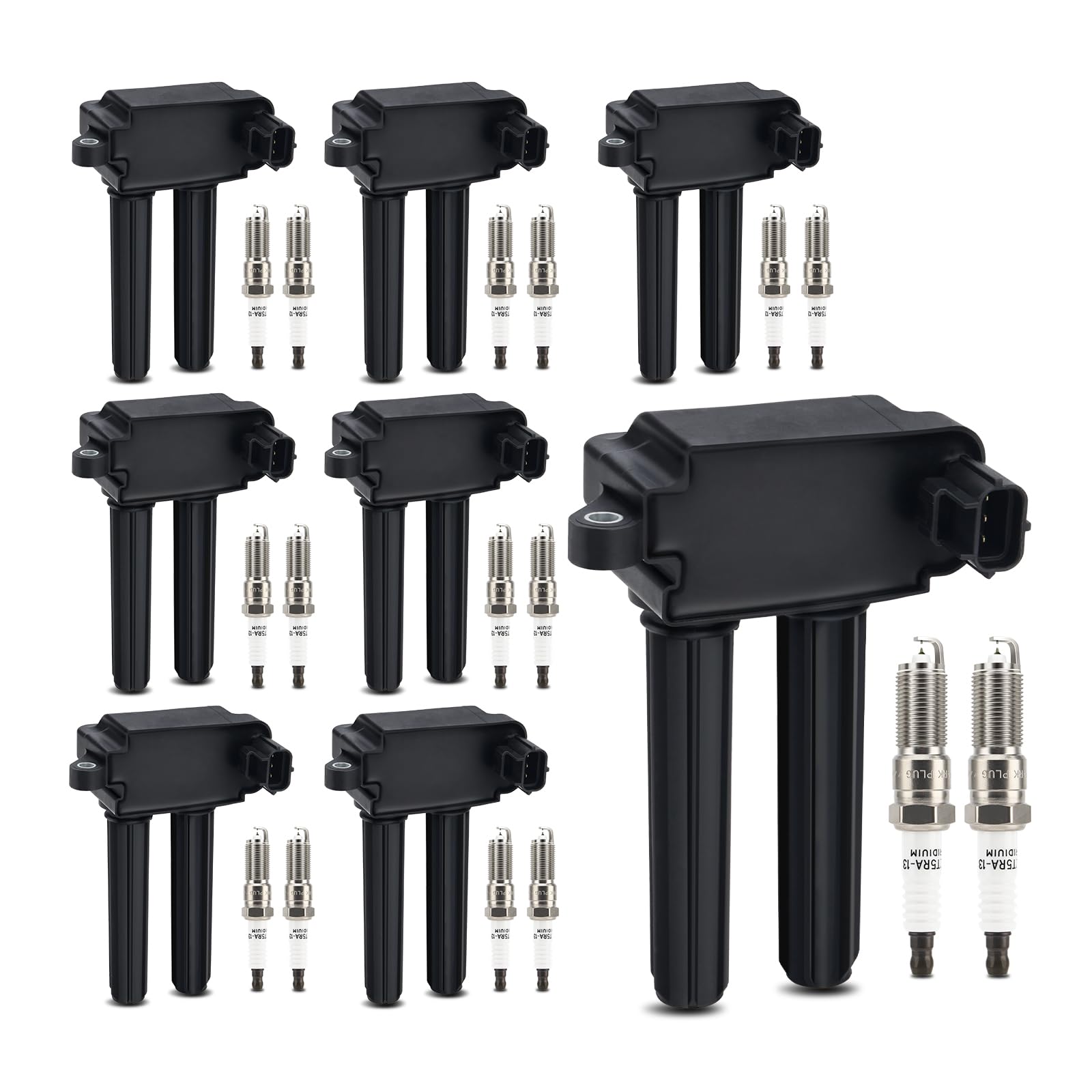 Photo 1 of UF504 Ignition Coils & 3381 Double Iridium Spark Plug For 05-15 Chrysler 300 Aspen/Dodge Challenger Charger Durango Magnum Ram 1500 2500 3500/Jeep Grand Cherokee V8 5.7L 6.4L Replaces#52-1828 GN10352