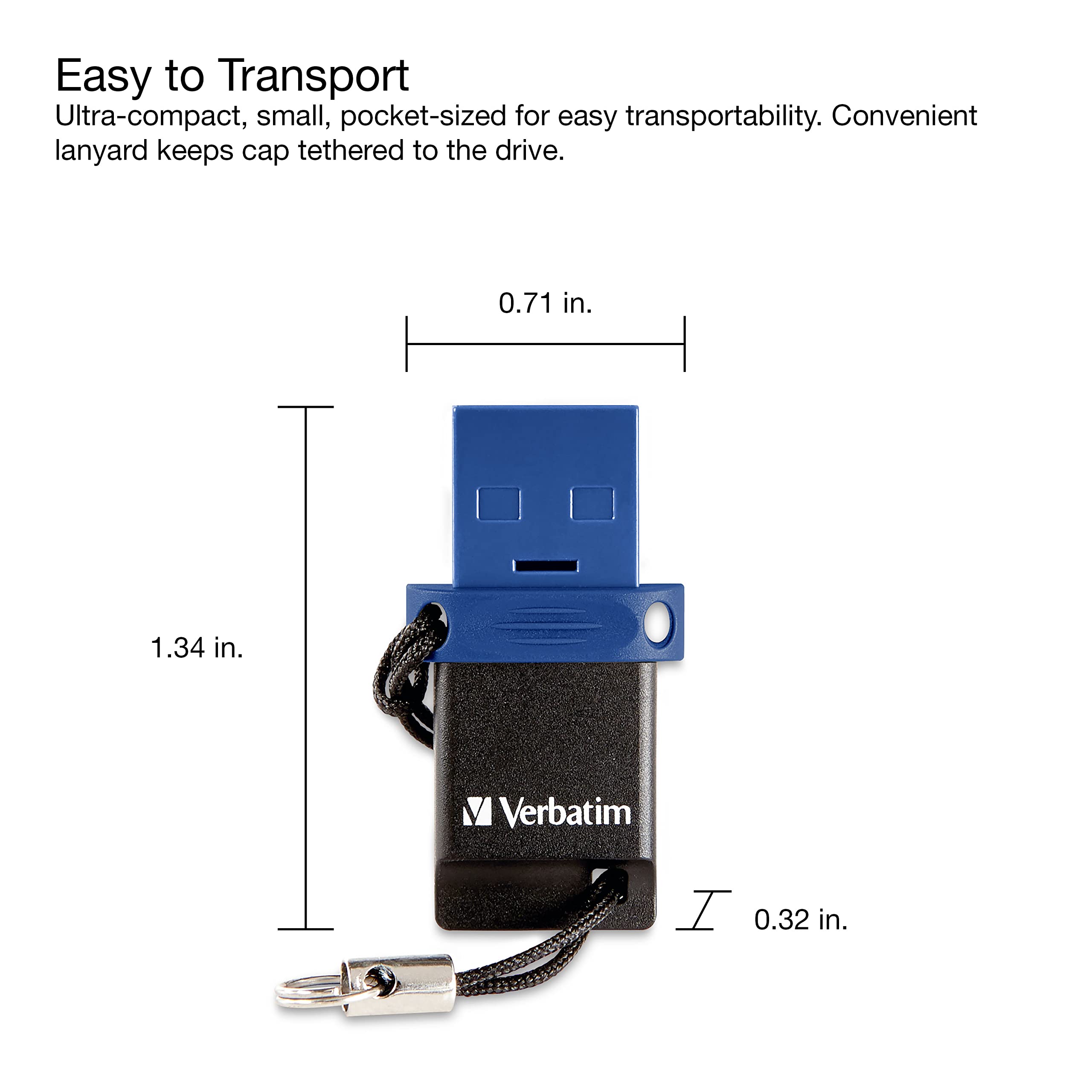 Verbatim 128GB Store ‘n’ Go Dual OTG USB 3.2 Gen 1 Flash Drive for USB-C Devices – 2 in 1 Type C Thumb Drive