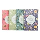 Lined Journal Notebook Dairy Book Journal Record A5 Flowers Softcover Composition Book, Pack of 4