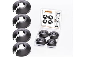 KIJOEERICA 4Pcs Fit 1/2 Inch Flange Water Pipe Cover Decoration 16mm(5/8") Plastic PP escutcheon plate 1/2 inch Cover for Wall Pipe Tube Decoration (black)